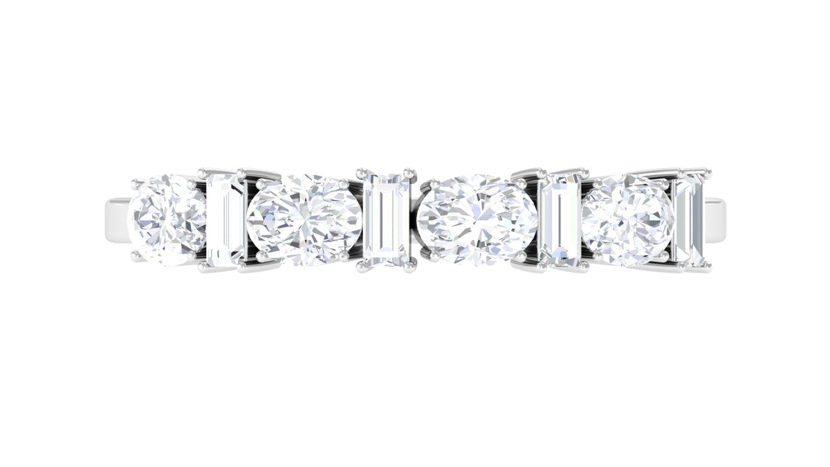 Oval and Baguette Cut Zircon Wedding Half Eternity Ring