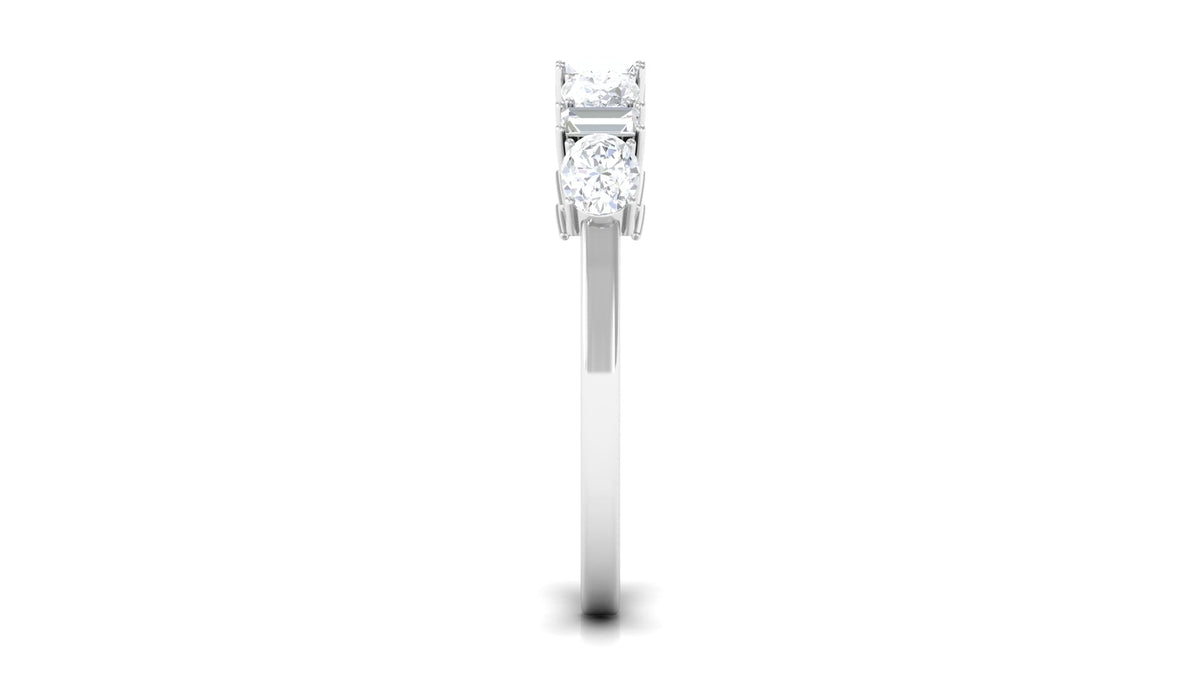 Oval and Baguette Cut Zircon Wedding Half Eternity Ring