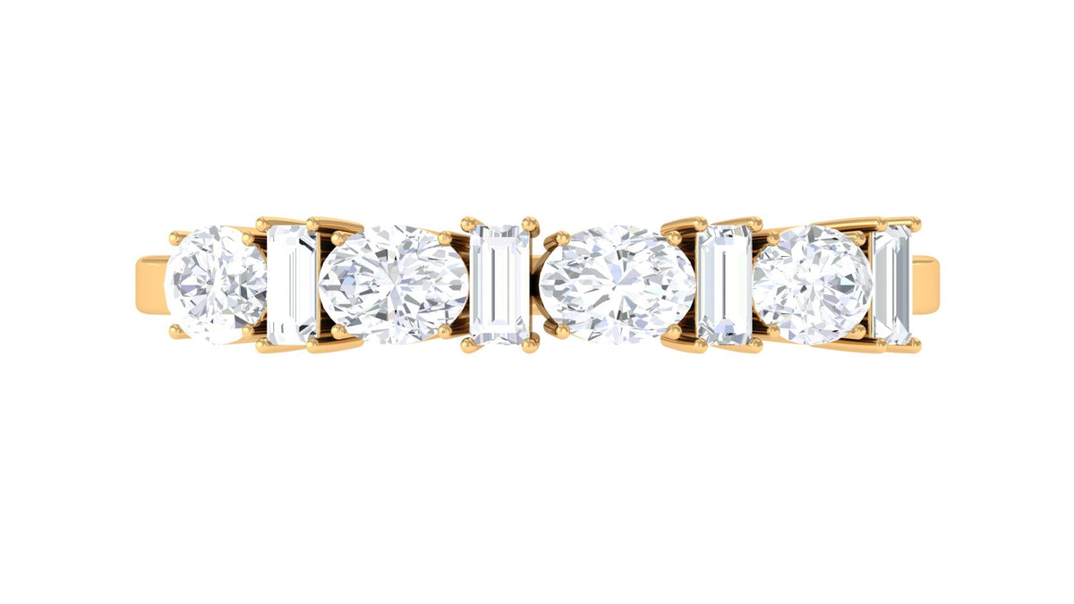 Oval and Baguette Cut Zircon Wedding Half Eternity Ring