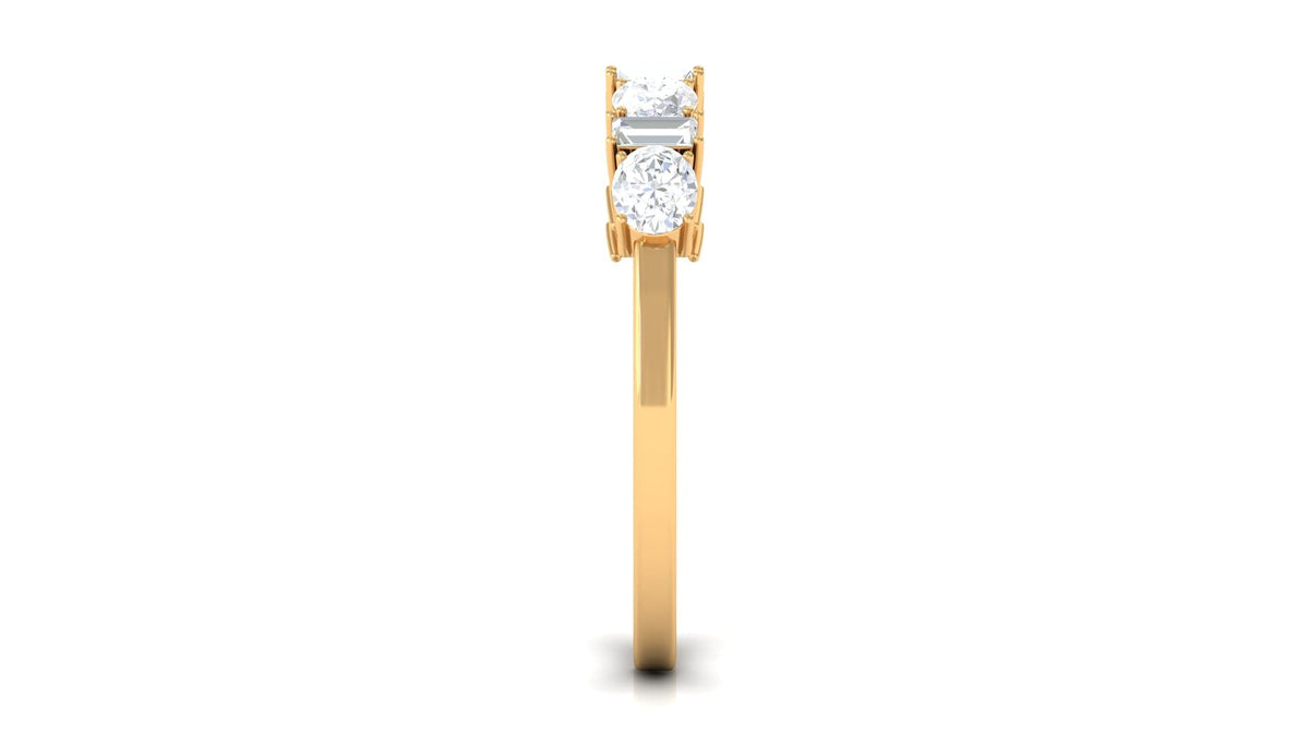Oval and Baguette Cut Zircon Wedding Half Eternity Ring