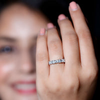Certified Baguette and Oval Cut Moissanite Half Eternity Band