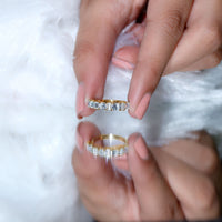 Certified Baguette and Oval Cut Moissanite Half Eternity Band