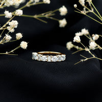 Certified Baguette and Oval Cut Moissanite Half Eternity Band