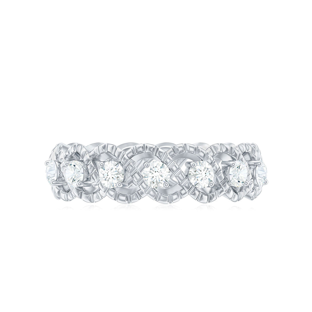 Round Moissanite Twisted Half Eternity Wedding Band