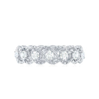 Round Moissanite Twisted Half Eternity Wedding Band
