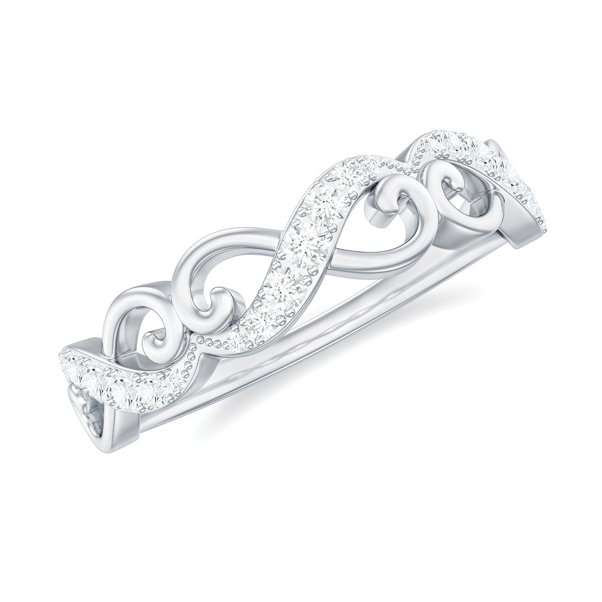 Vintage Inspired Moissanite Infinity Wedding Band Ring