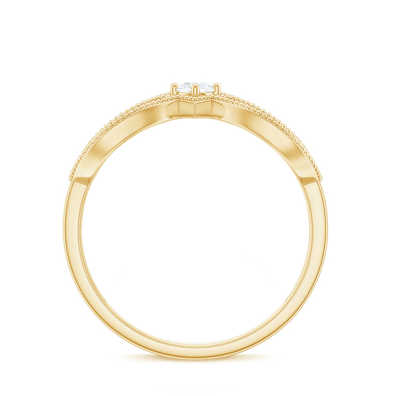 Vintage inspired moissanite infinity engagement ring from Rosec Jewels with detailed band and sparkling stones.