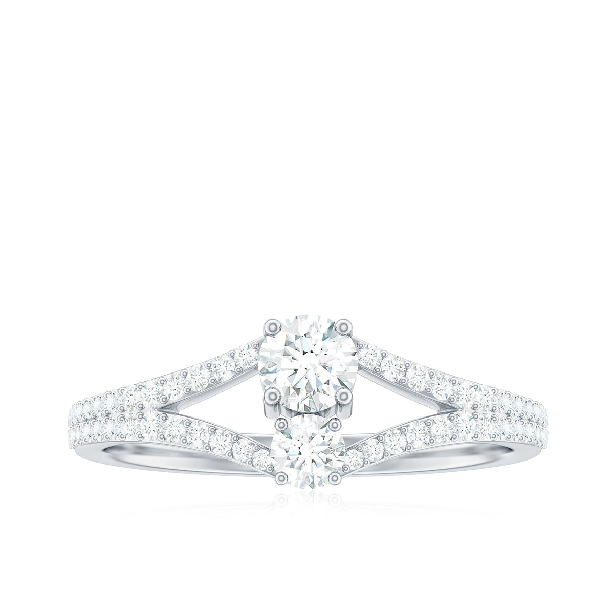 Moissanite Toi et Moi Engagement Ring with Split Shank