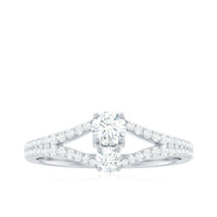 Moissanite Toi et Moi Engagement Ring with Split Shank
