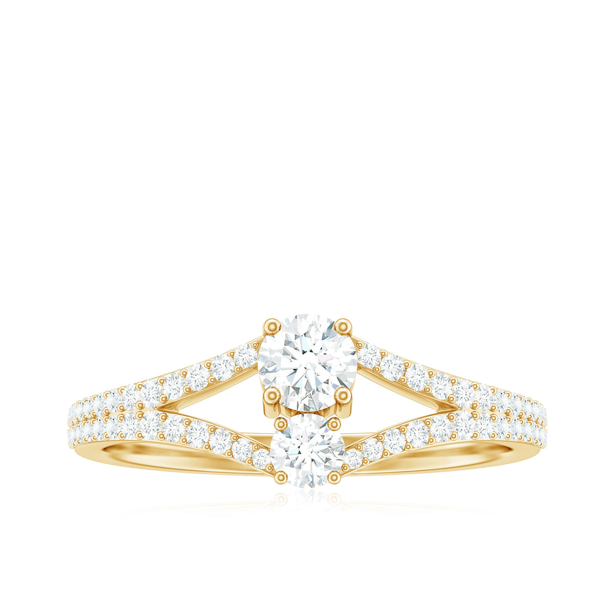 Moissanite Toi et Moi Engagement Ring with Split Shank