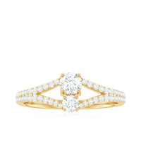 Moissanite Toi et Moi Engagement Ring with Split Shank