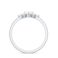 Heart Shape Moissanite Engagement Ring with Cluster Stones