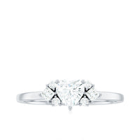 Heart Shape Moissanite Engagement Ring with Cluster Stones