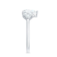 Rosec Jewels zircon teardrop engagement ring with cluster accent, featuring sparkling stones and intricate band details.