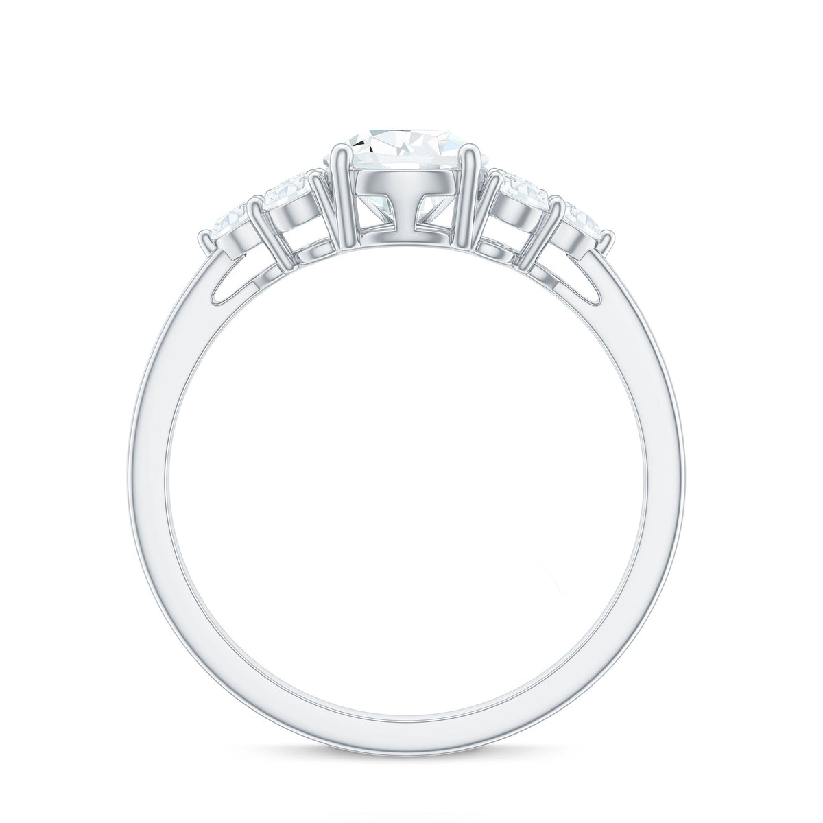 Rosec Jewels zircon teardrop engagement ring with cluster accent, showcasing sparkling teardrop-shaped zircon and intricate design.