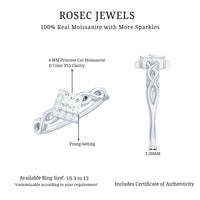 Princess cut moissanite infinity promise ring with half halo, showcasing sparkling center stone and elegant design from Rosec Jewels.