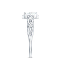 Rosec Jewels princess cut moissanite infinity promise ring with half halo, featuring a sparkling center stone and elegant band design