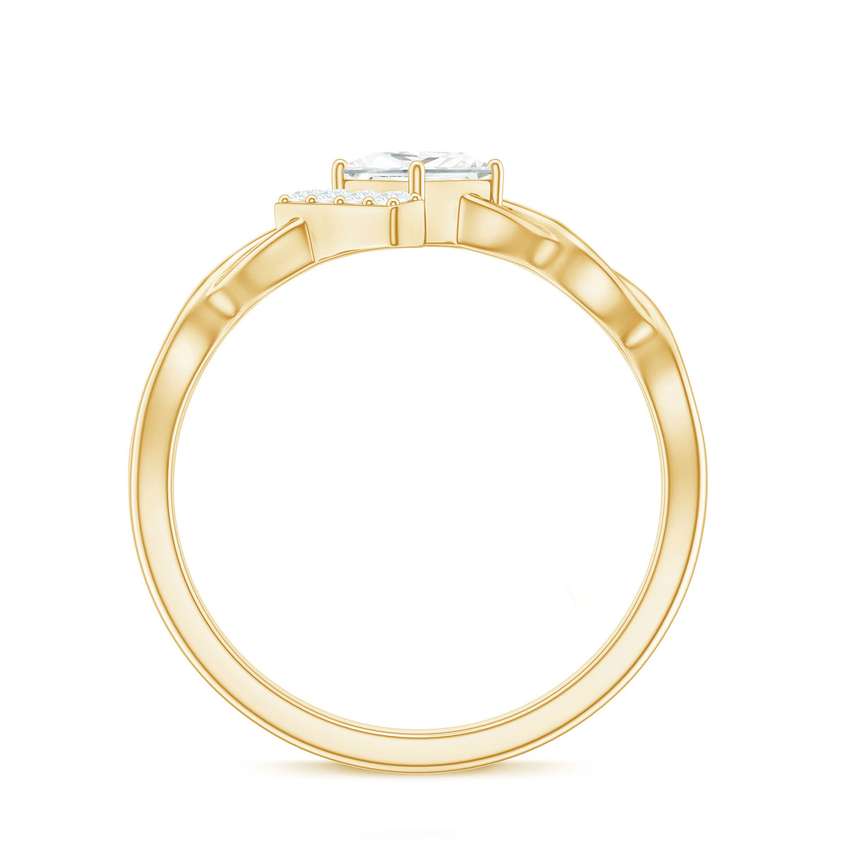 Rosec Jewels princess cut moissanite infinity promise ring with half halo, featuring sparkling stones and elegant design.