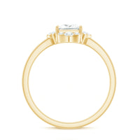 Princess cut moissanite floral engagement ring for women featuring intricate floral detailing, set in a elegant band.
