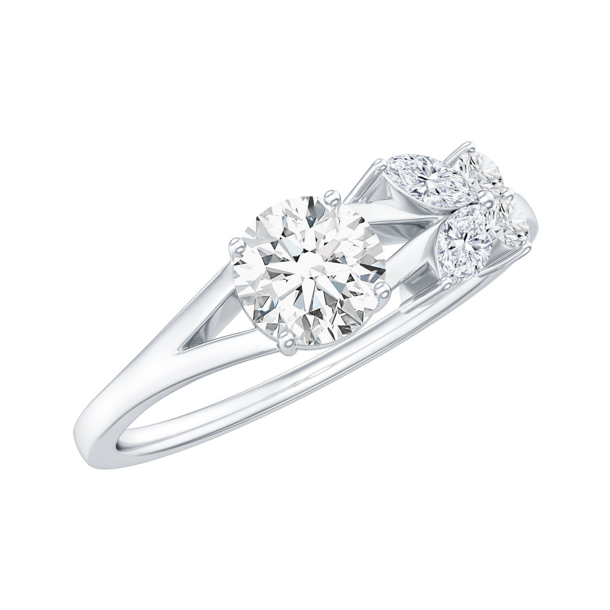 Certified Moissanite promise ring with butterfly motif from Rosec Jewels, featuring sparkling stones and intricate butterfly design.