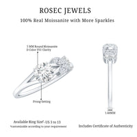 Certified Moissanite promise ring with butterfly motif from Rosec Jewels, featuring sparkling moissanite stones and a delicate butterfly design.