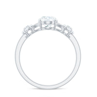 1 Carat Oval Cut Zircon Flower Engagement Ring with Split Shank