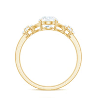 1 Carat Oval Cut Zircon Flower Engagement Ring with Split Shank
