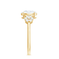 1 Carat Oval Cut Zircon Flower Engagement Ring with Split Shank