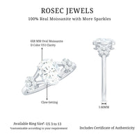 Oval Cut Moissanite Flower Engagement Ring in Split Shank