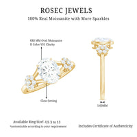Oval Cut Moissanite Flower Engagement Ring in Split Shank