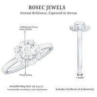 1.25 CT Round and Marquise Zircon Minimal Engagement Ring in Prong Setting