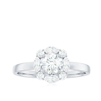 1.25 CT Round and Marquise Zircon Minimal Engagement Ring in Prong Setting