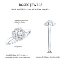 Round Moissanite Halo Engagement Ring for Women