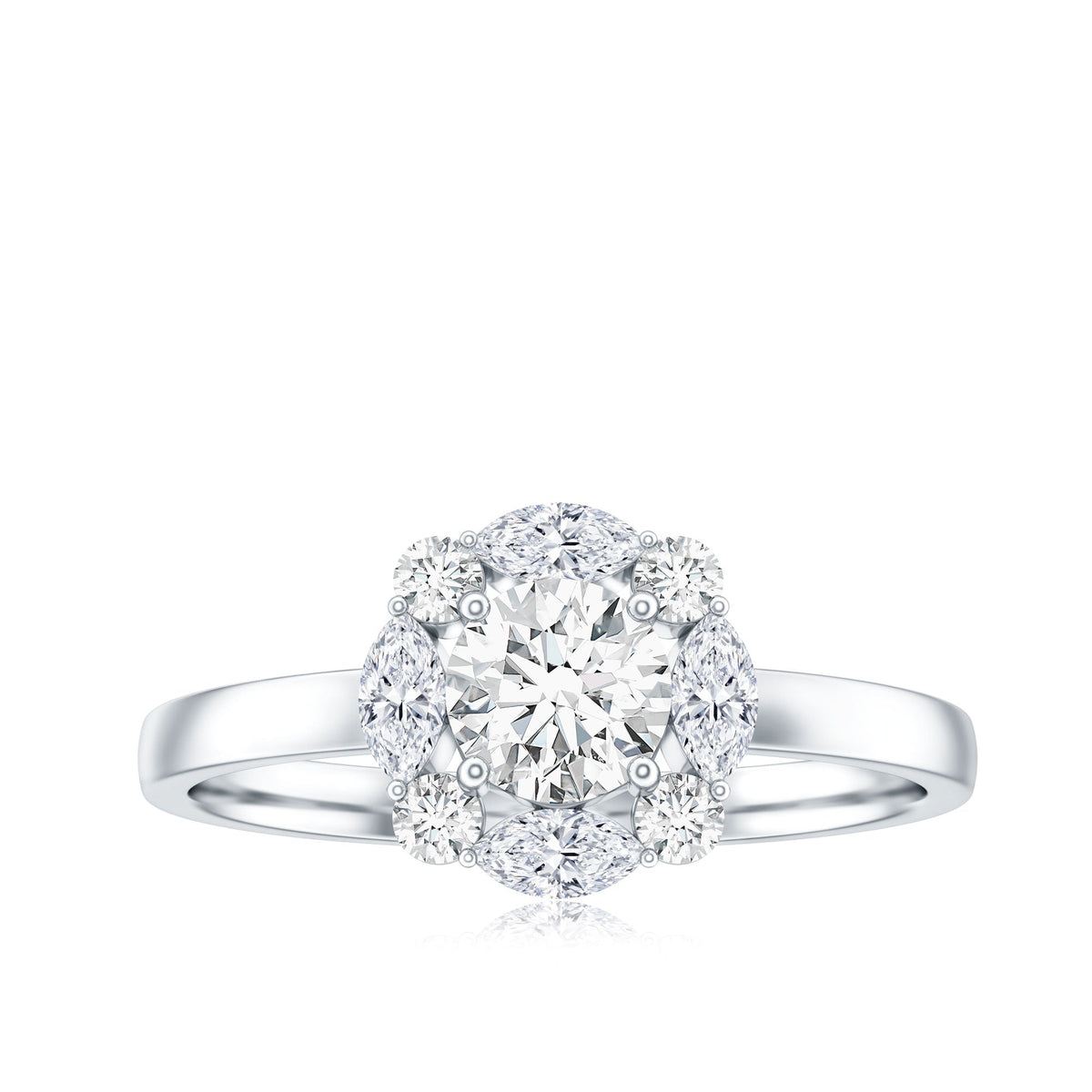 Round Moissanite Halo Engagement Ring for Women