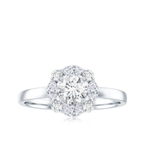 Round Moissanite Halo Engagement Ring for Women