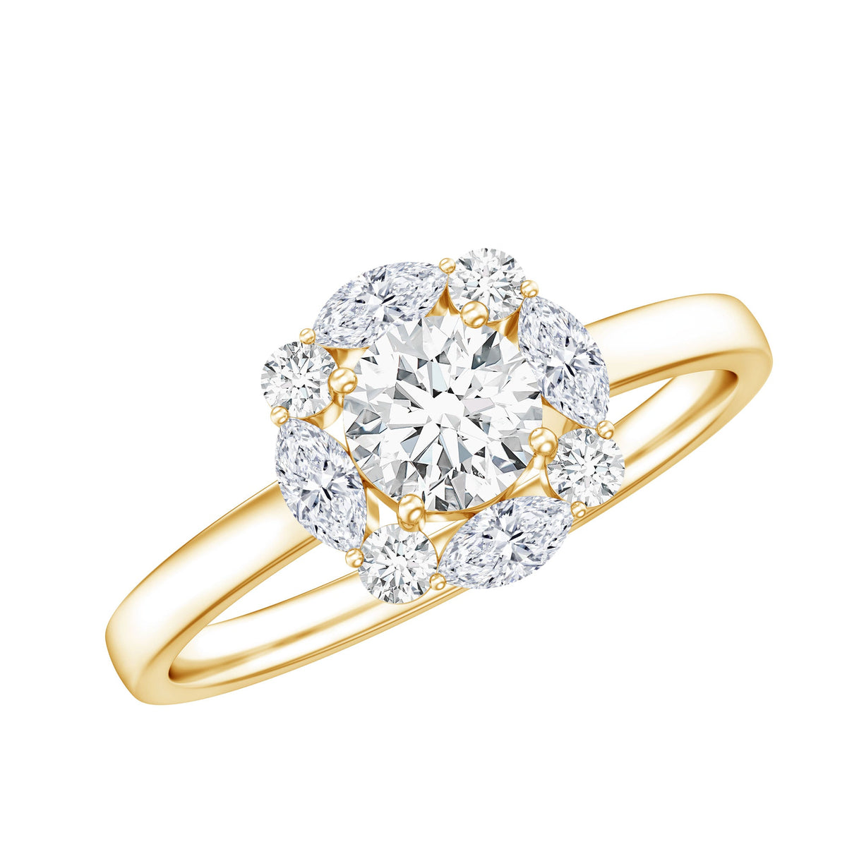 Round Moissanite Halo Engagement Ring for Women