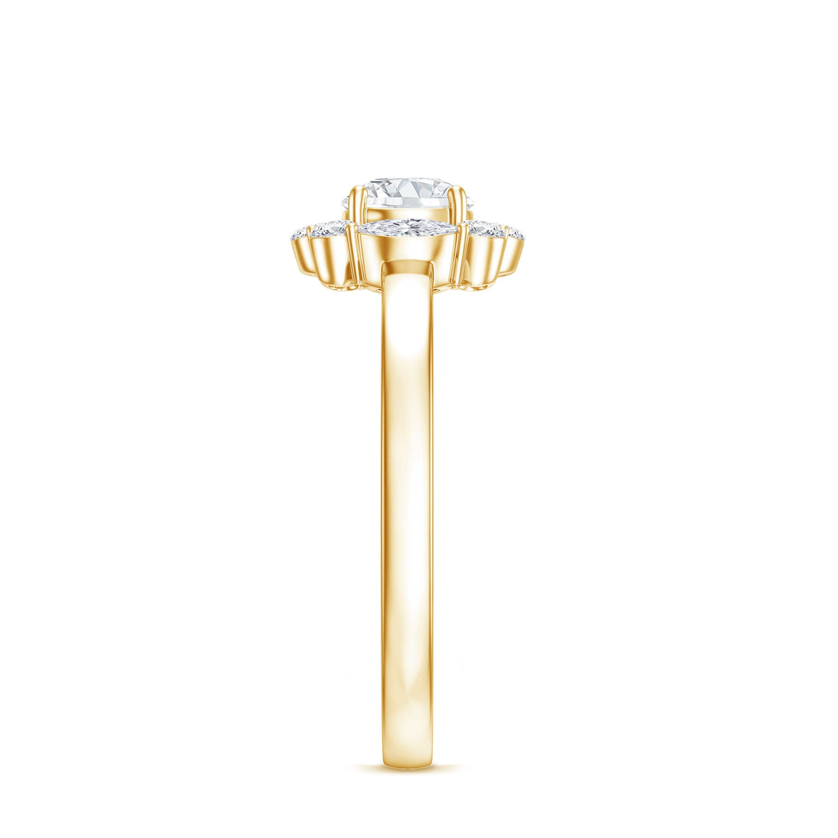 Round Moissanite Halo Engagement Ring for Women