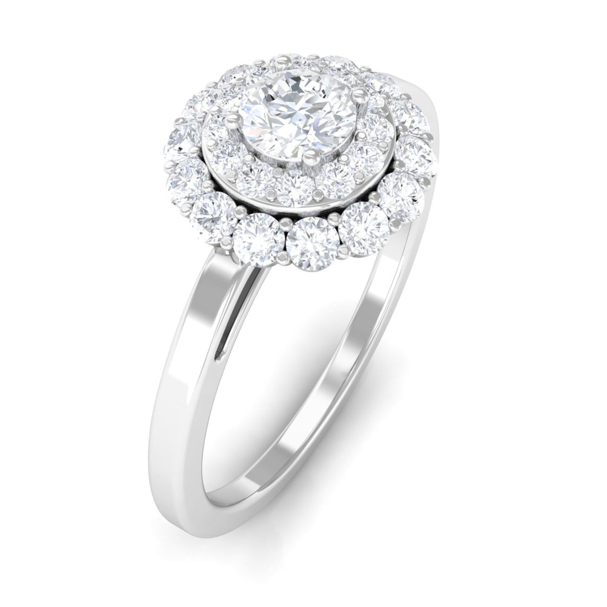 1.25 CT Certified Zircon Vintage Inspired Double Halo Ring