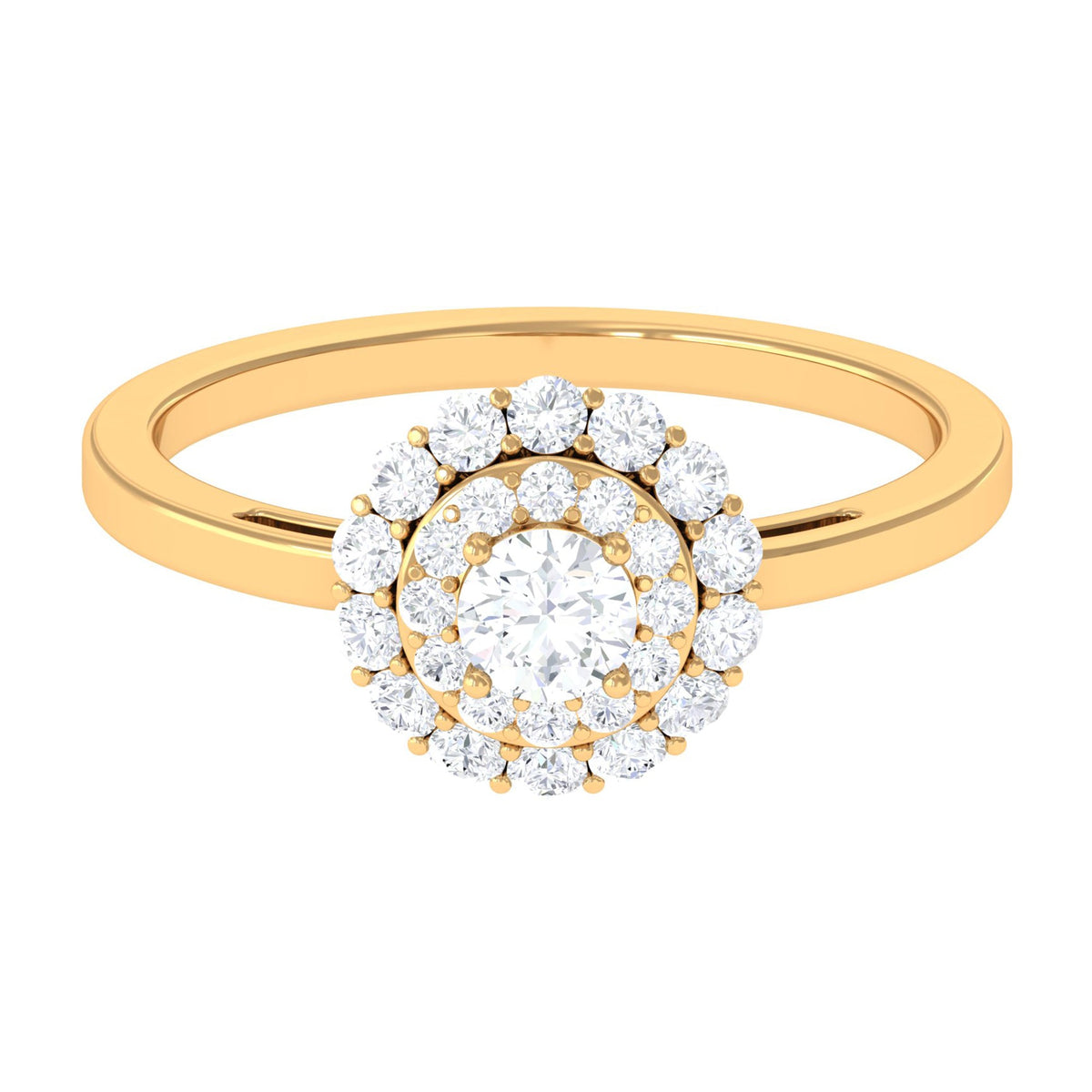 1.25 CT Certified Zircon Vintage Inspired Double Halo Ring