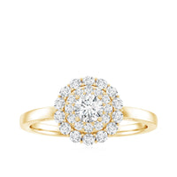 Certified Round Moissanite Double Halo Engagement Ring