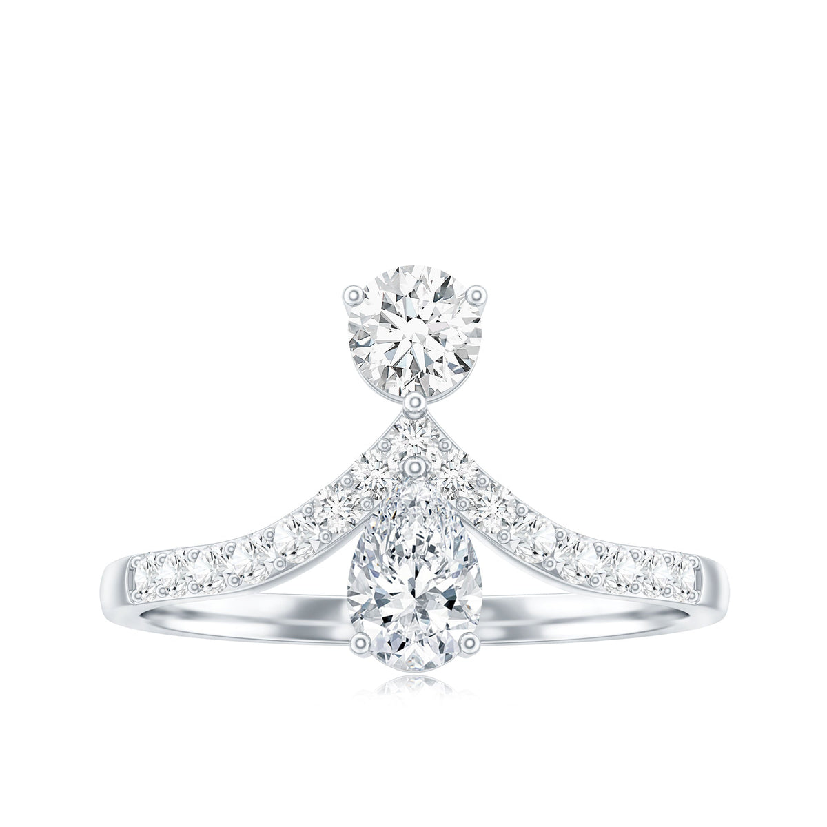 Pear and Round Cut Moissanite Toi et Moi Engagement Ring