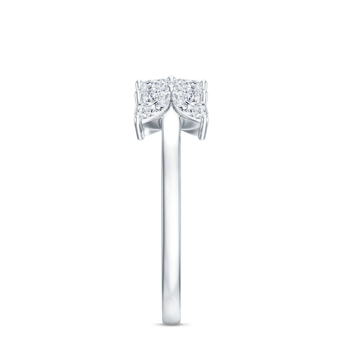 Nature-inspired moissanite anniversary ring for women with intricate floral detailing and sparkling center stone from Rosec Jewels.