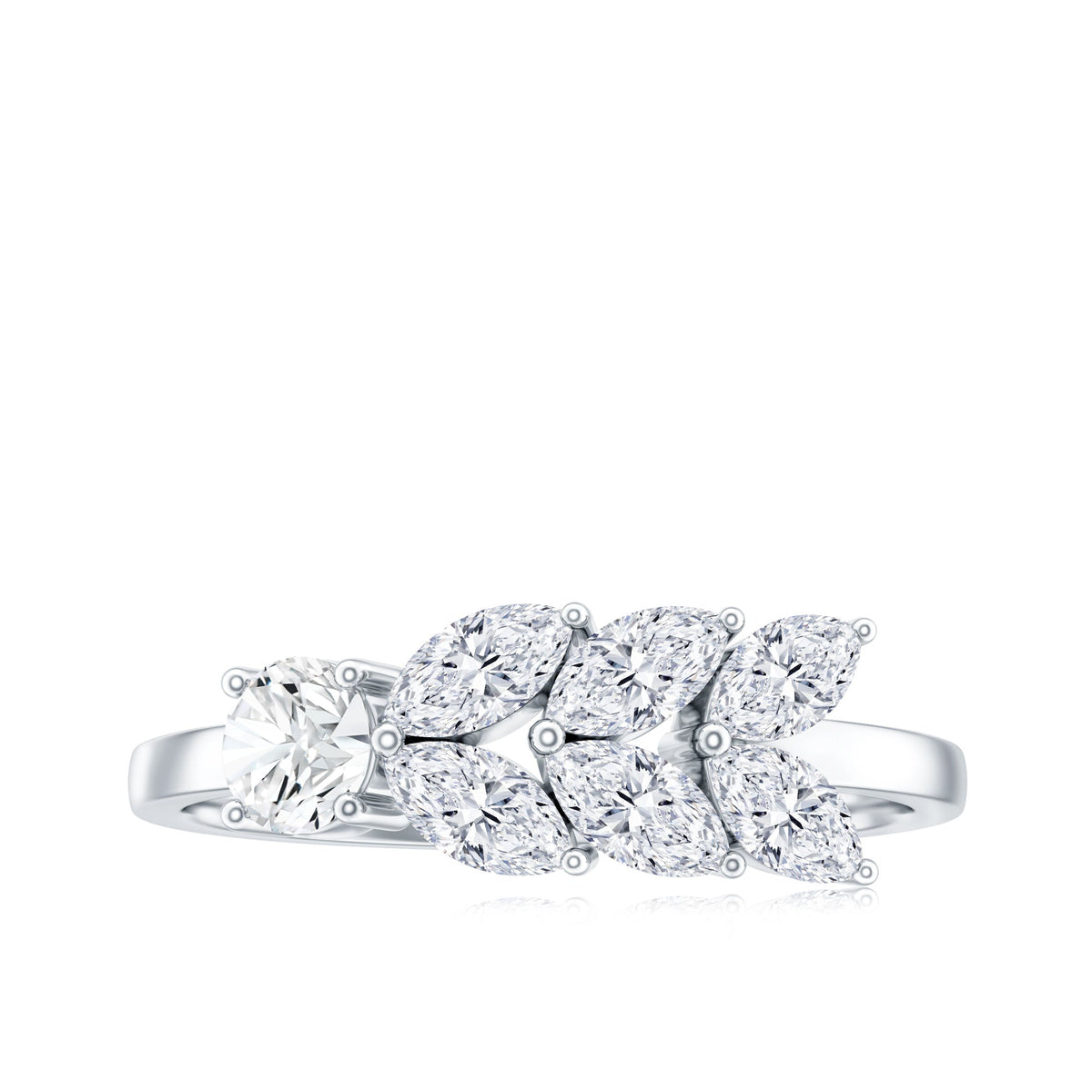 Nature-inspired moissanite anniversary ring for women featuring intricate floral design by Rosec Jewels.