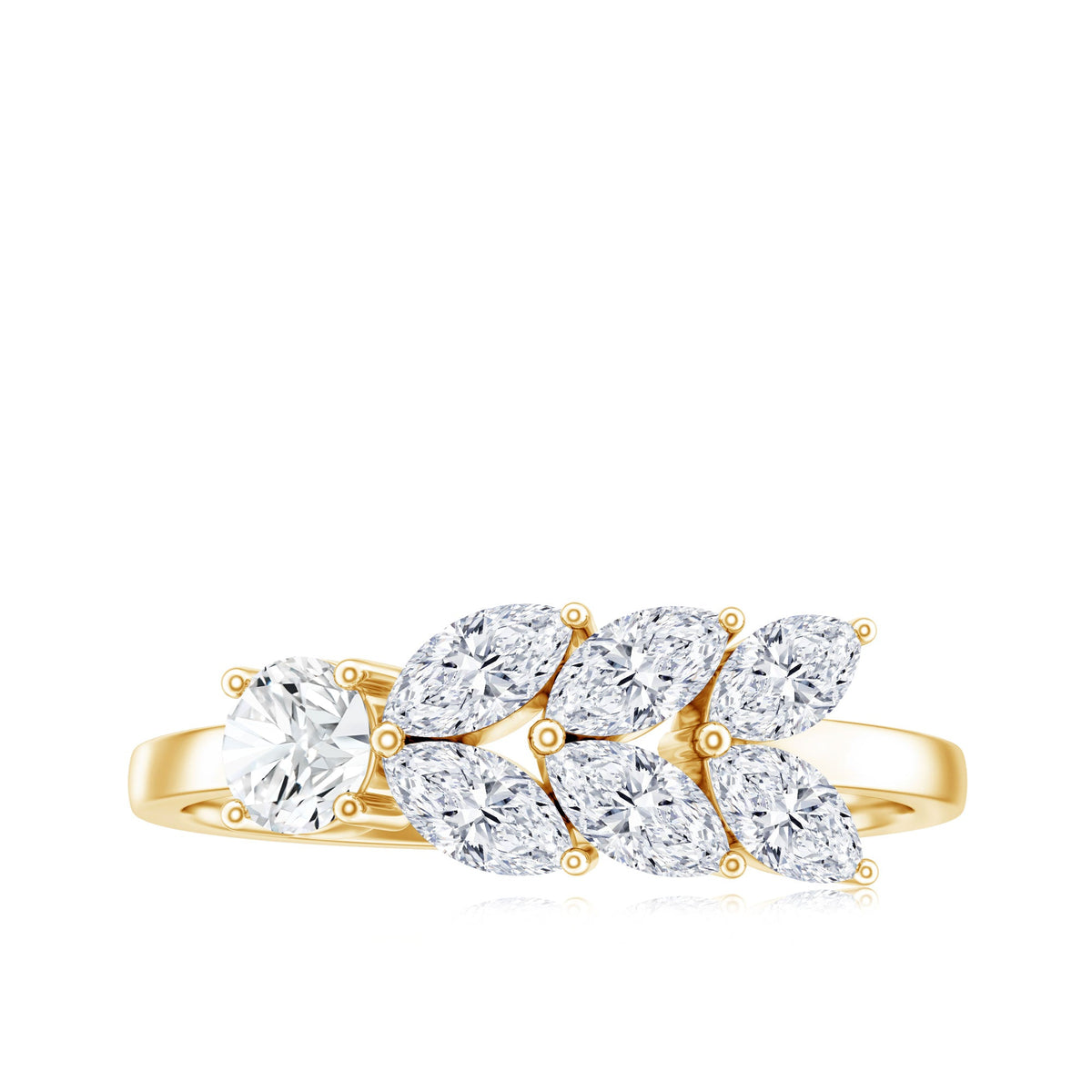 Nature-inspired Moissanite anniversary ring for women featuring intricate design and sparkling stones, by Rosec Jewels.