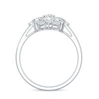 Women's Moissanite flower engagement ring by Rosec Jewels featuring a sparkling flower design and certificate of authenticity.