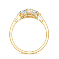 Women's moissanite flower engagement ring from Rosec Jewels, featuring a detailed floral design and sparkling gemstone setting.