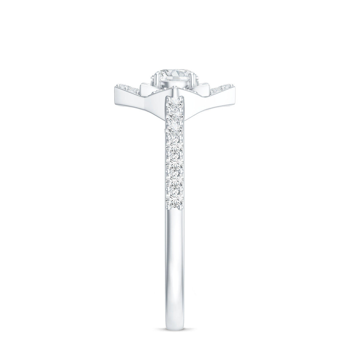 Certified Moissanite floral engagement ring for her with intricate floral design and sparkling stones, by Rosec Jewels.