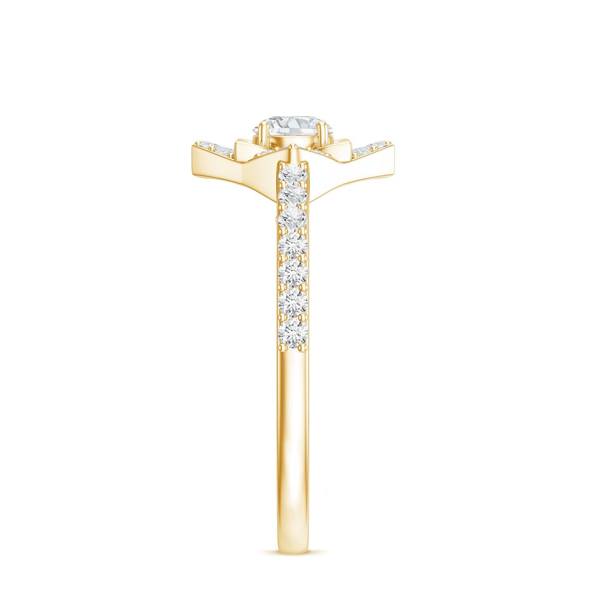 Certified Moissanite floral engagement ring for women featuring intricate floral design and sparkling gemstone setting by Rosec Jewels