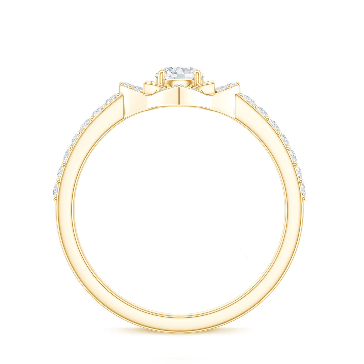 Certified Moissanite floral engagement ring for her featuring intricate floral design and sparkling center stone by Rosec Jewels.