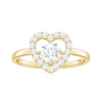 Rosec Jewels 1 CT round cut zircon heart engagement ring with halo, featuring a sparkling central stone and intricate band detail.